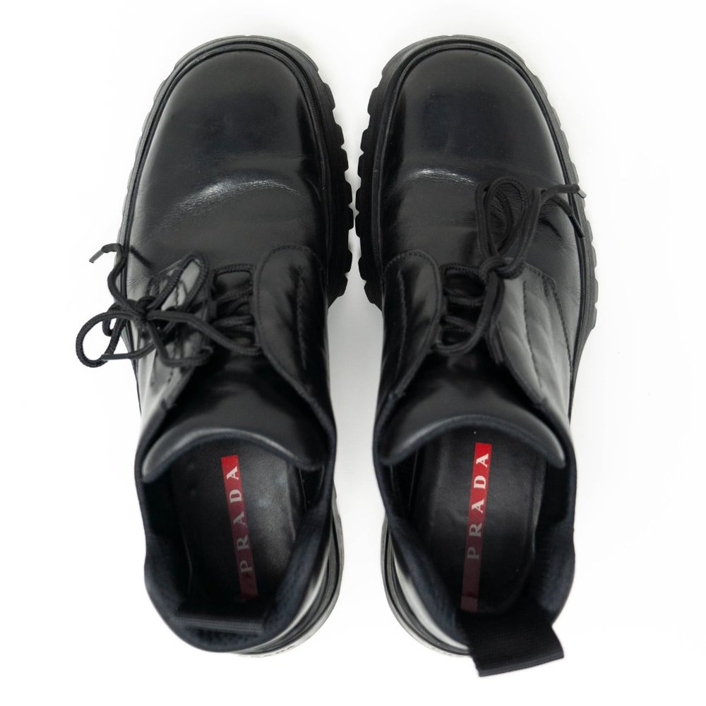 Prada Black Leather Derby Shoes